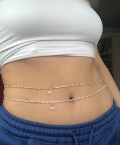 Crystal drop belly chain