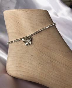 Silver butterfly anklet