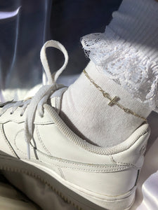 Silver gem cross anklet