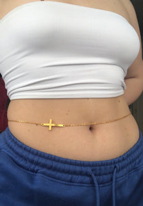 Cross belly chain