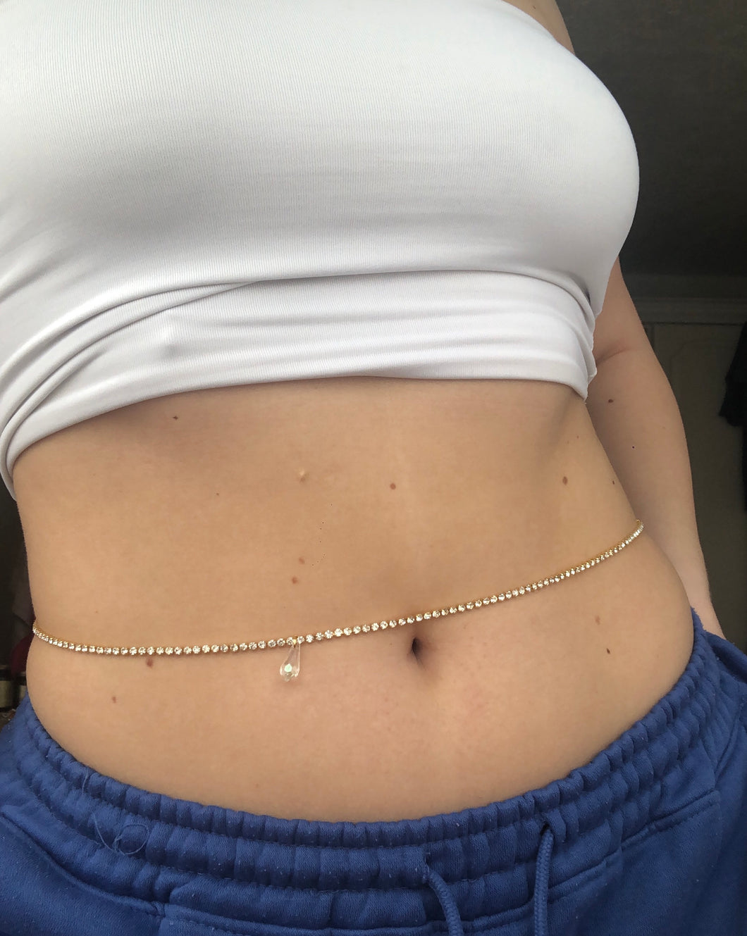 Crystal drop belly chain