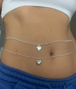 Silver heart belly chain