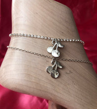 Silver cherry pendant anklet