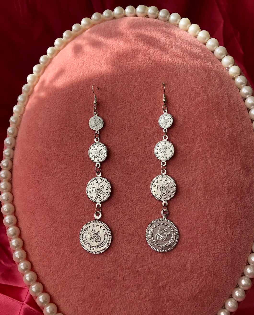 Dangling drop coin earrings