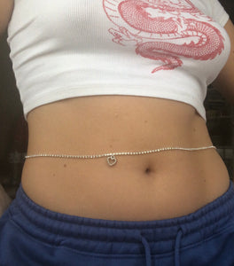 Silver heart belly chain