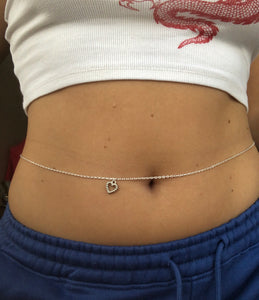 Silver heart belly chain